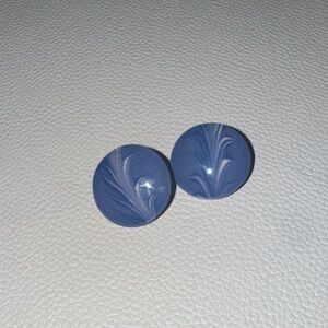 Vintage Blue Marbled Button Earrings